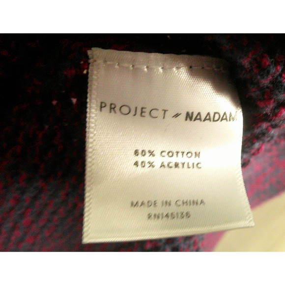 Project Naadam Women's Medium Cold Shoulder Knit Woven Sweater with Tie Sleeves - Picture 7 of 9